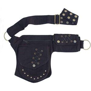 💫 Men Black Waist Bag Faire Festival Lace Utility Hip Accessories Fanny Pack
